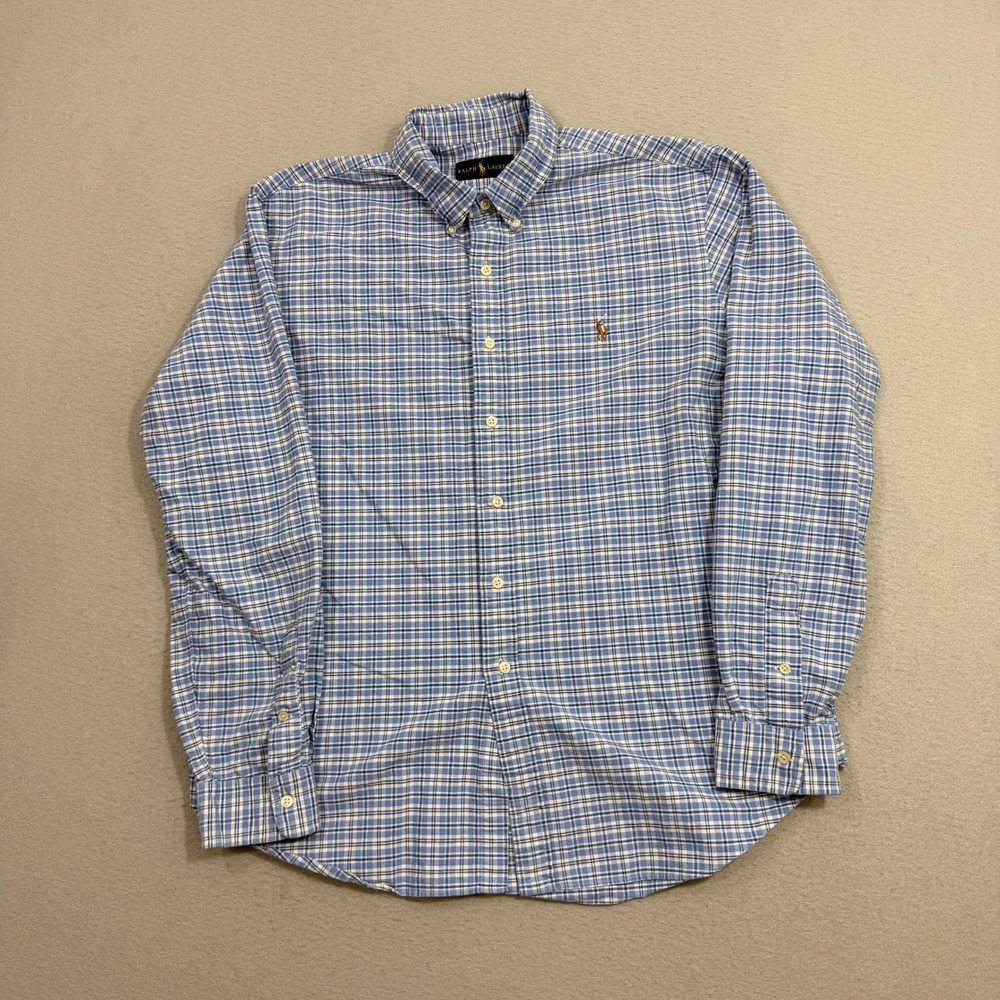 Polo Ralph Lauren Shirt Mens XL Blue Plaid Button Down Long Sleeve Pony Oxford